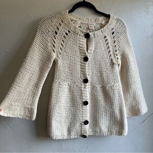 Sundance Lambswool Chunky Knit Cardigan Cream Cottagecore Boho Heritage Sz XS